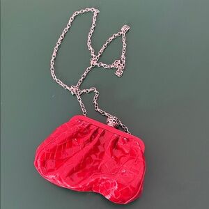 Brighton Red Patent Croc-Embossed Chain Clutch